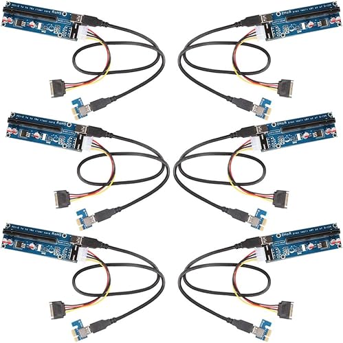 Relper-Lineso - Tarjeta adaptador de tarjeta de expansión PCIe VER 006 PCI-E 1 a 16 X con cable de extensión USB 30 de 236 in y cable de