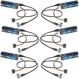 Relper-Lineso 6 Pack 2017 New PCIe VER 006 PCI-E 1X to 16X Powered Riser Adapter Card w/ 60cm USB 3.0 Extension Cable & 6P Power Cable - GPU Riser Adapter Ethereum Mining ETH (6 Pack V006)