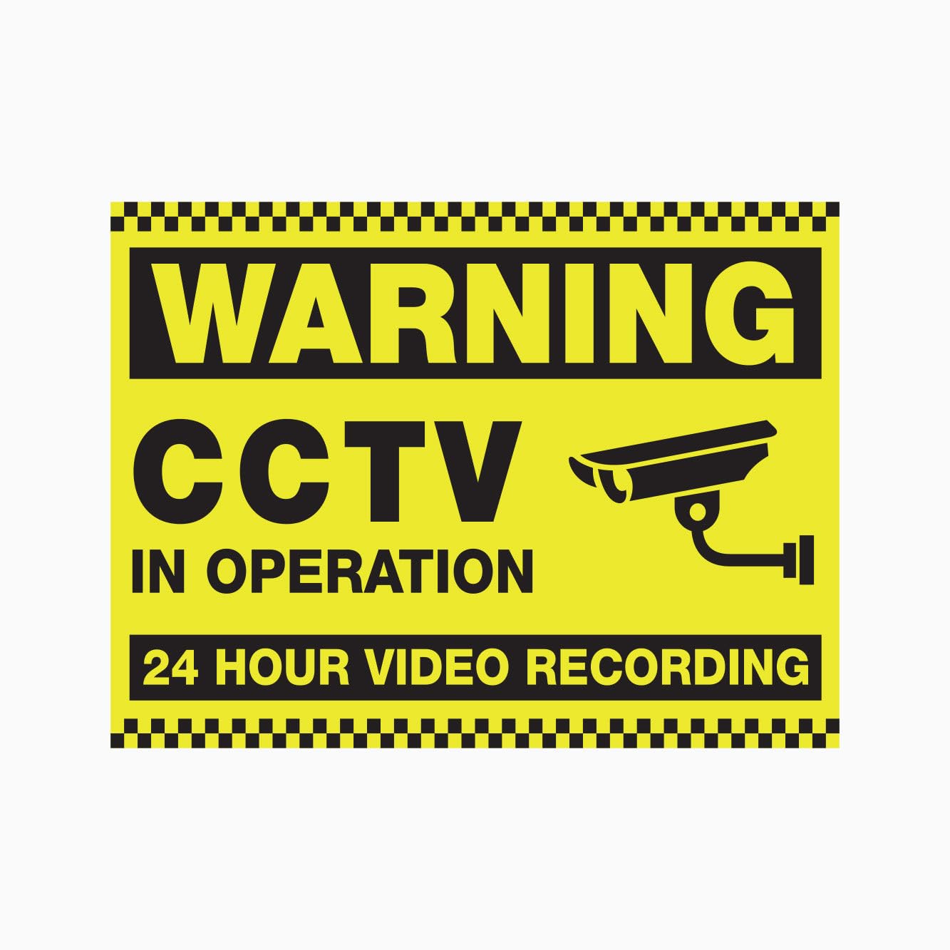 WARNING CCTV IN OPERATION 24 HOUR VIDEO RECORDING Sign, 12x8 Metal Tin Sign, 24-hour surveillance notice.
