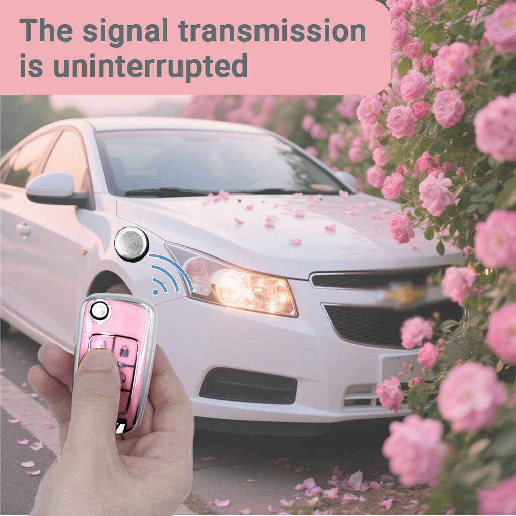 for Chevy Key Fob Cover with Keychain & Balloon Dog Charm, TPU Car Case for 2010-2019 Chevrolet Buick Camaro Cruze Equinox Malibu Impala Spark Sonic GMC Women Cute Pink image 4