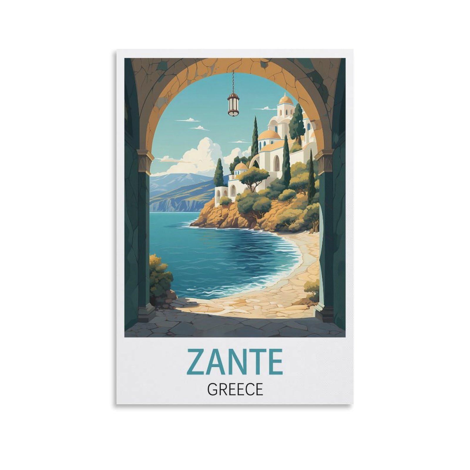 Lcynnh Unframe-Style Zante Greece Vintage Travel Poster Coast 08X12inch(20X30cm) Print Poster Home Bathroom Bedroom Office Living Room Decor Canvas Poster
