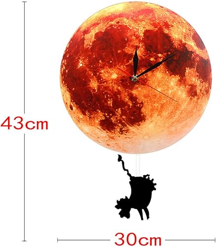 Miniatura 4 de The Geeky Days - Reloj de pared con péndulo y luna dorada, diseño de Supermoon con luna, para decoración del hogar