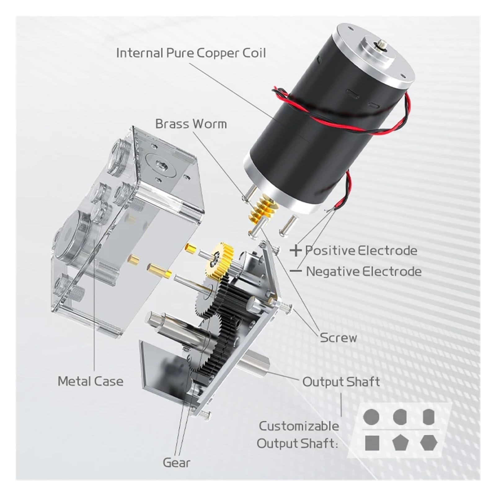 DAVBIR 5840-31ZY Schneckengetriebemotor, DC 12 V/24 V, 7 U/min ~ 470 U/min, geschwindigkeitsverstellbar, DC-Getriebemotor, Miniatur-Kleinmotor, hohes Drehmoment, hohe Leistung, 5,0 perfection (Size :