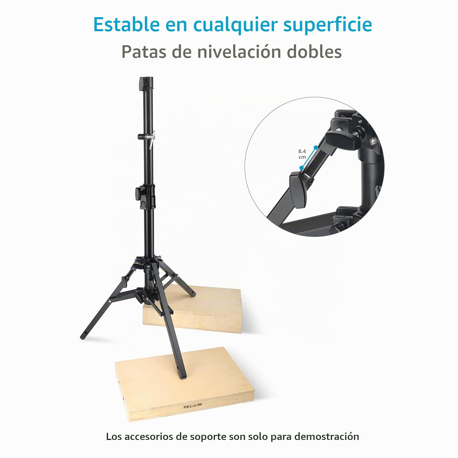 PROAIM Soporte para Slider de Cámara de 112 cm con Pin Junior | Altura ajustable de 63 a 112 cm, estructura de acero y aluminio de 2 secciones, base de 79 cm con 2 patas niveladoras.