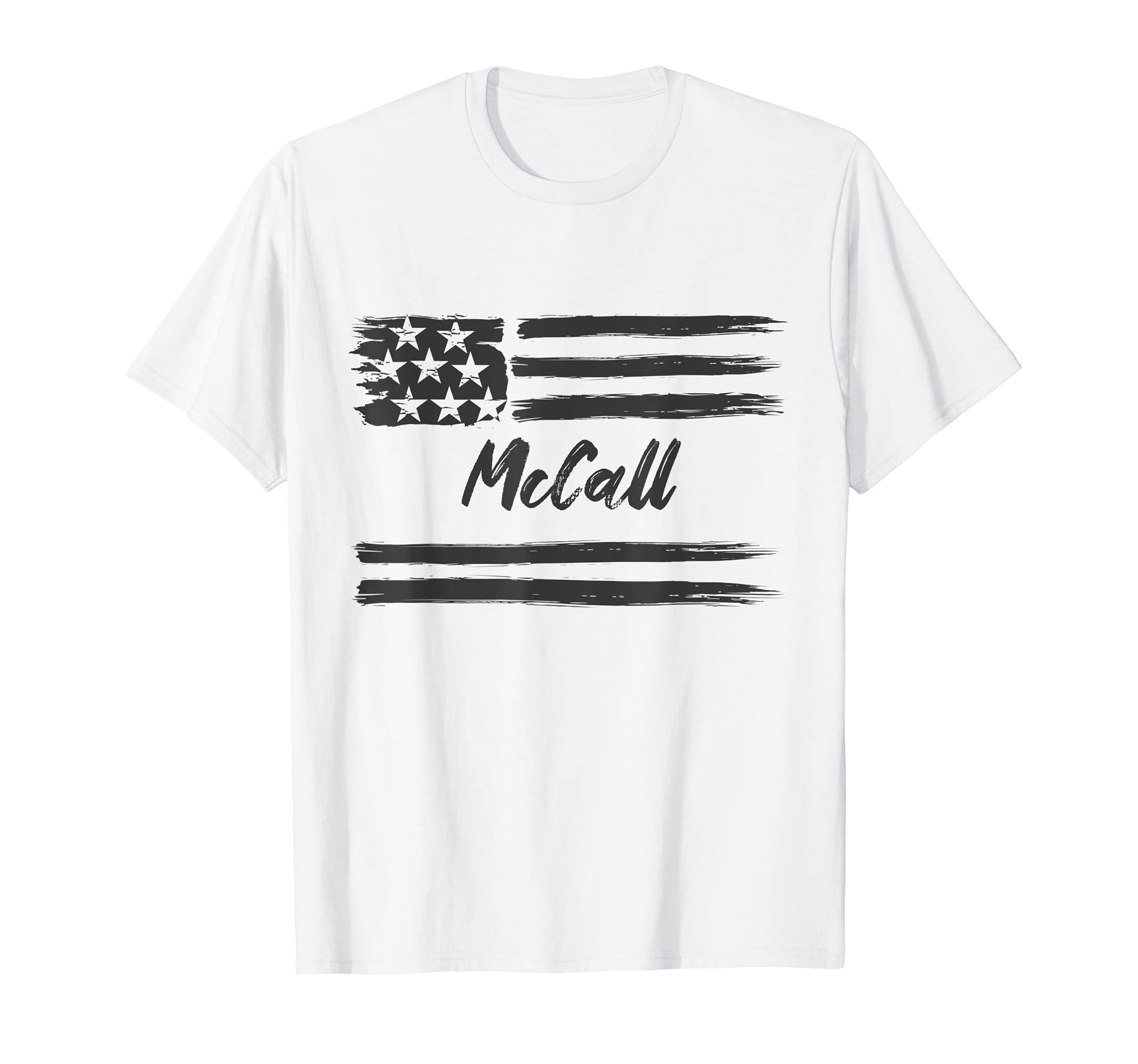 McCall - Personalized Name, Stars and Stripes, USA Flag T-Shirt, White