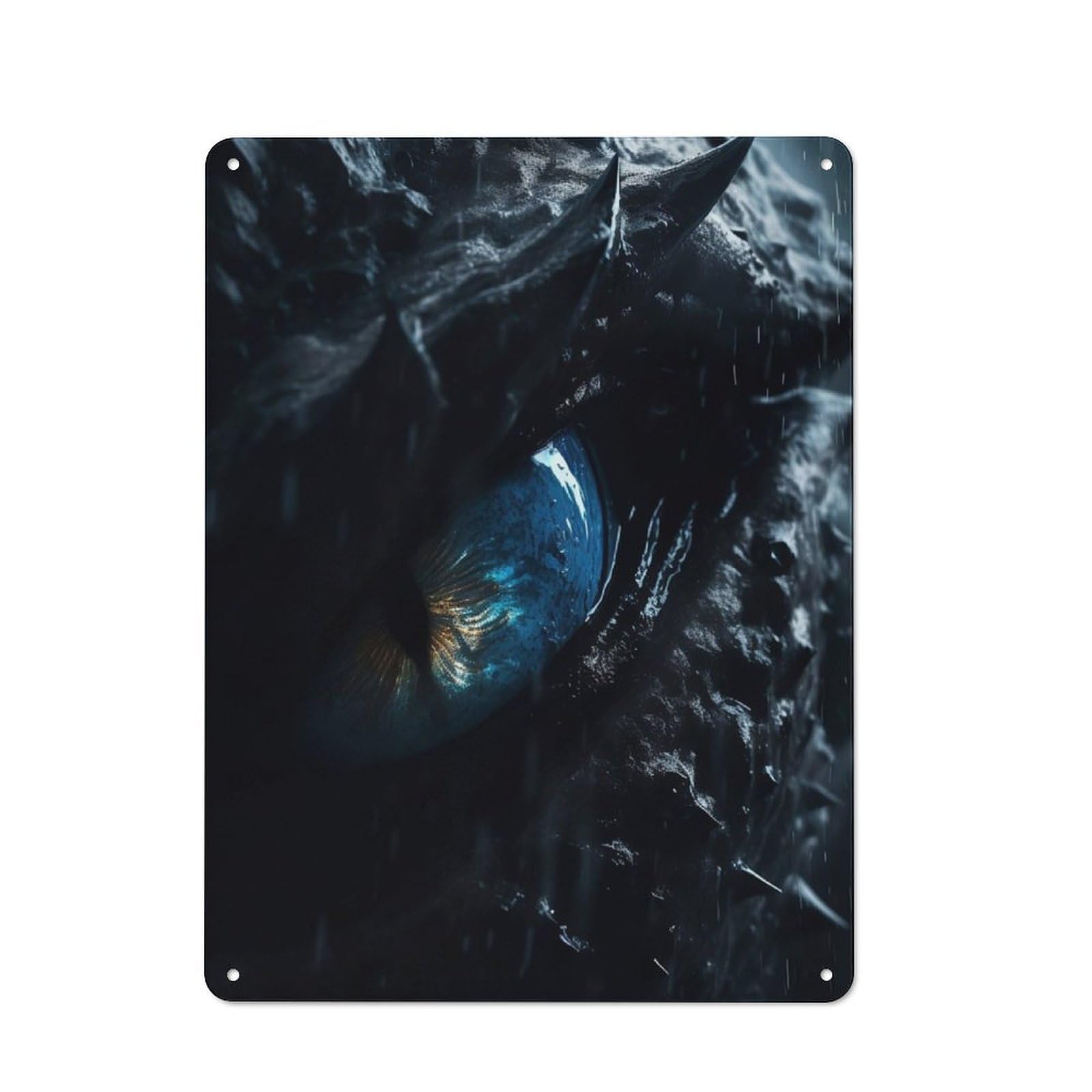 Junmoney Predator Dragons Blue Eye Rustic Metal Sign 40X30cm Featuring For Hallway Wall, For Collectors Decorating Hallways And Entrance Areas