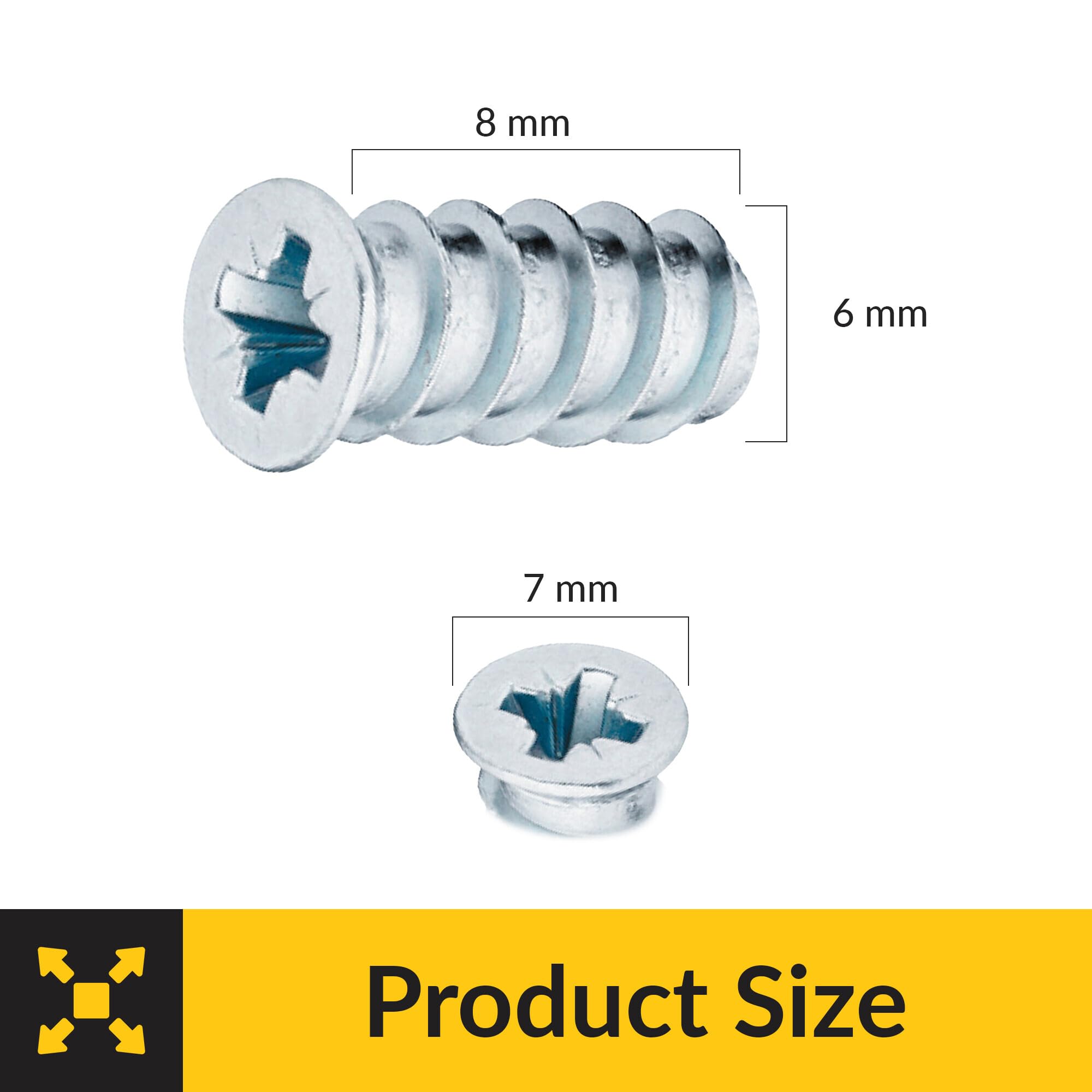 Brixwell SRW262981601 Euro Screw, Countersunk Head 8 mm Length Pack of 1000