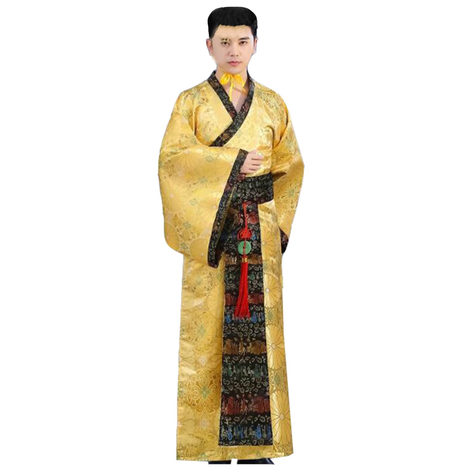 KUFEIUP Men's Ancient Chinese Hanfu Dress Long Robe Traditional Cosplay Costume