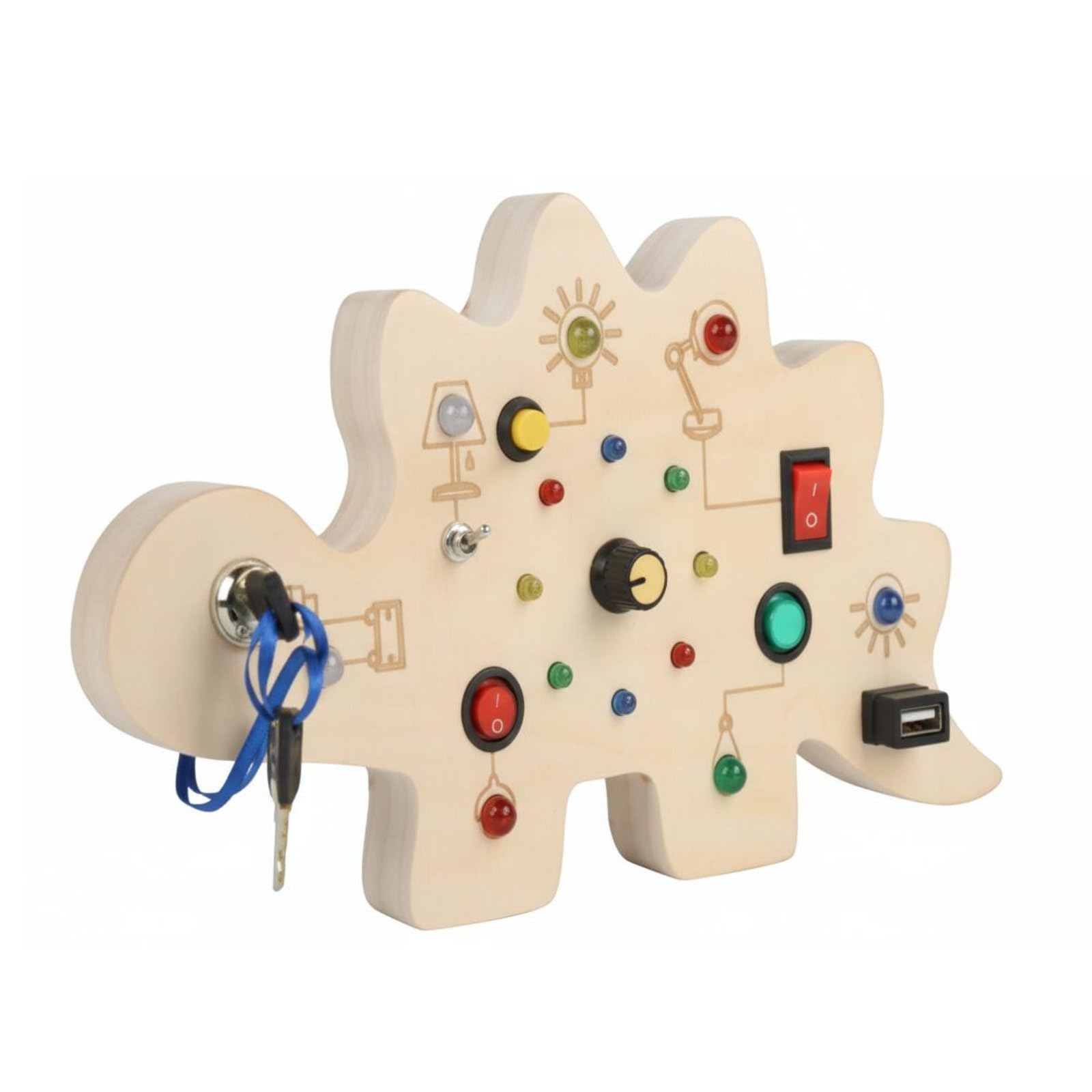 MagiDeal Learning Board Tavola Didattica Sensoriale Pannello attività in Legno con Ingranaggi E Luci LED Adatta a Abilità Fini Curiosità Casa Scuola, Grande+QuadroSwitch