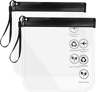 CoastalPure Clear Travel Toiletry Bag - (20x20cm) Leakproof Liquid Bags for Airports, Waterproof Cosmetic & Makeup Organiz...