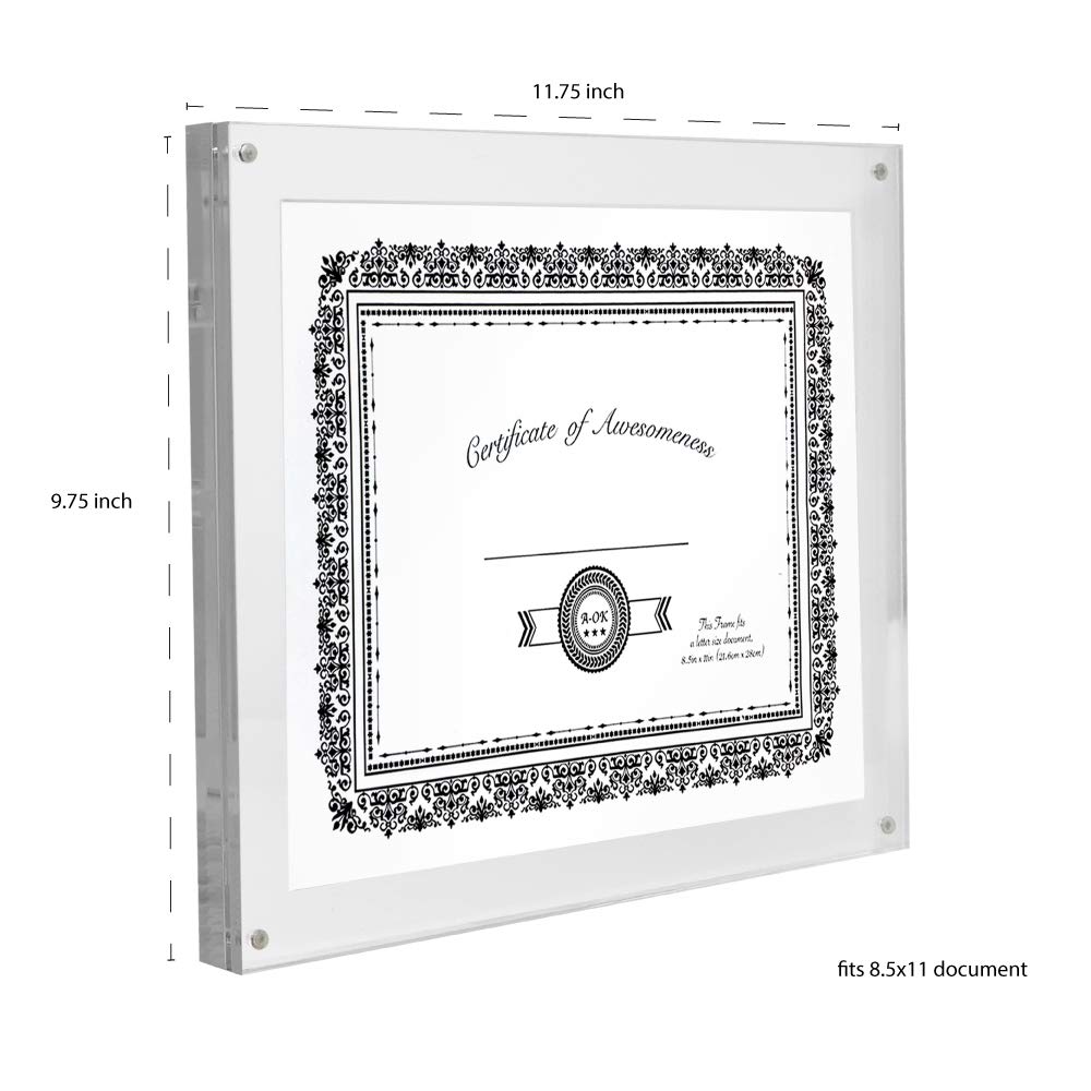 Isaac Jacobs 8.5x11 Wall-Mountable Clear Acrylic Magnetic Picture Frame 2