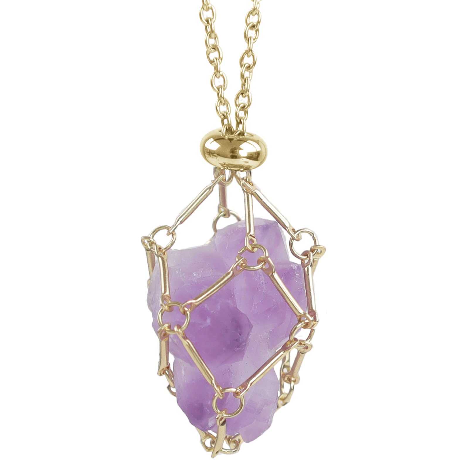 Crystal Holder Necklace Stainless Steel Cage Crystal Gemstone Pendant Necklace Jewelry for Women Men