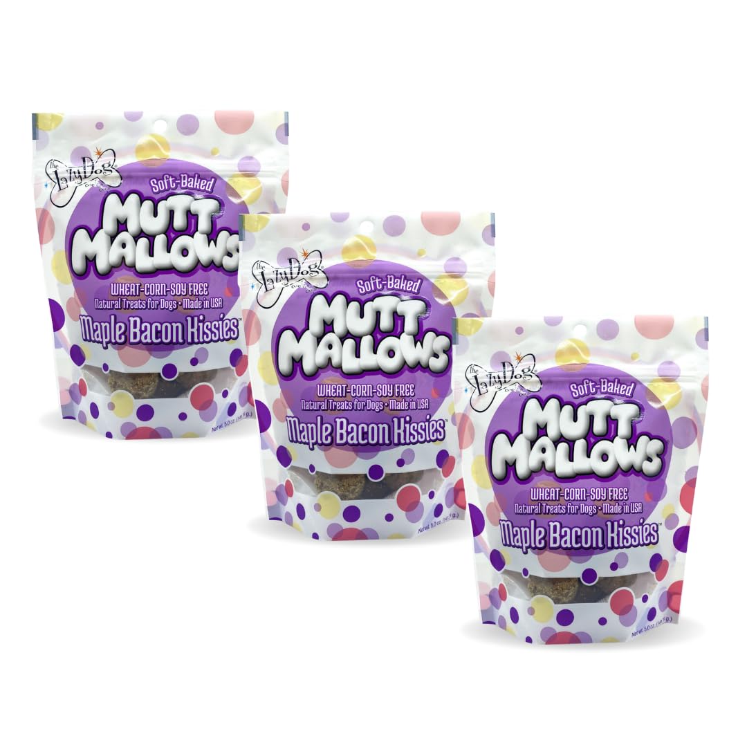 The Lazy Dog Cookie Co. Soft Dog Treats, Mutt Mallows Maple Bacon Kissies, for Small, Medium and Large Dogs, Wheat-Free, Baked in The USA, 5 oz. (Pack