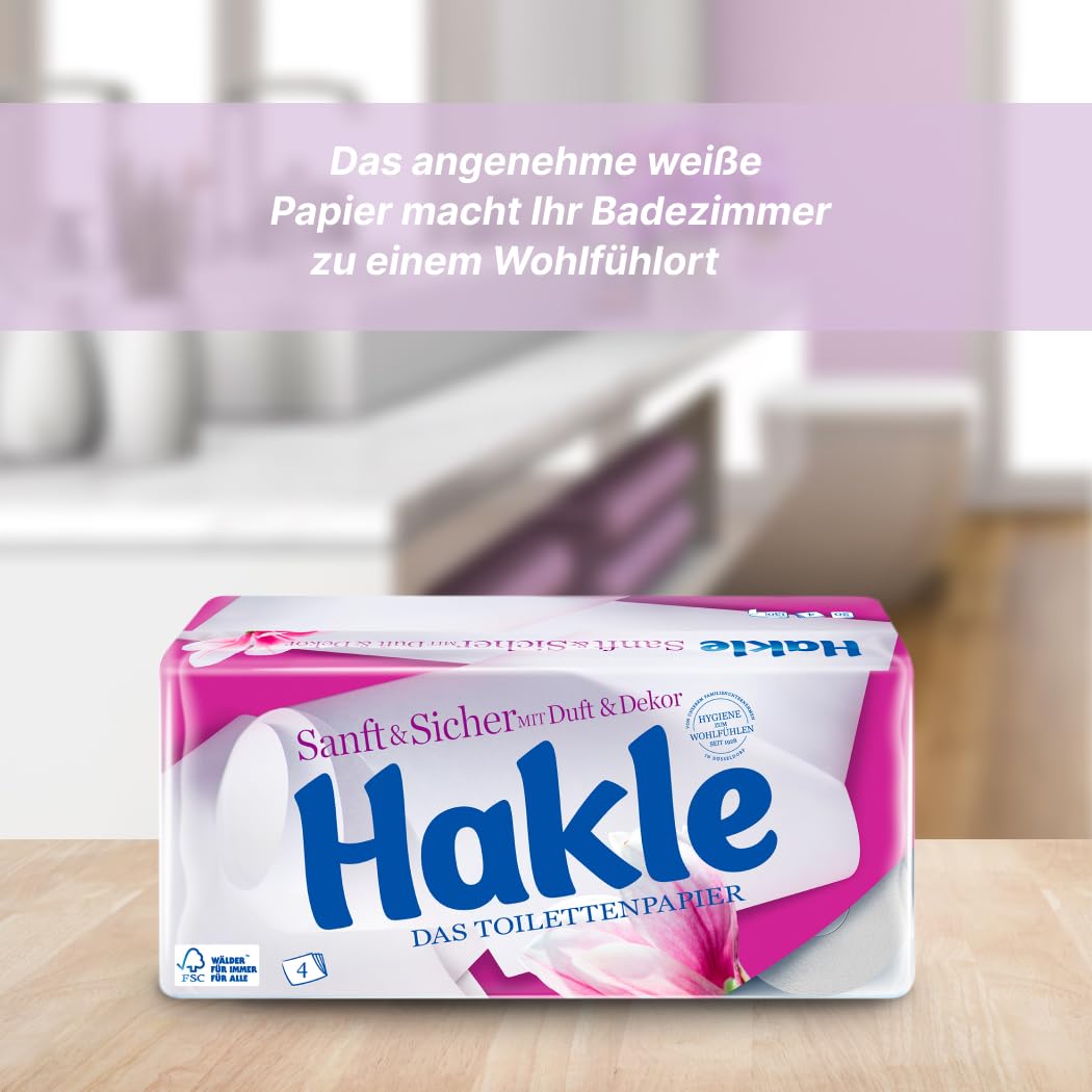 Hakle Papel higiénico suave y seguro, 4 capas, 1 paquete de 72 rollos (9 x 8 rollos)