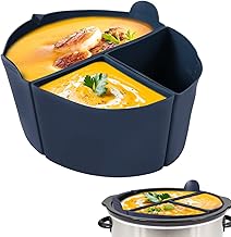 3 in 1 Silicone Slow Cooker Liners, Reusable Crock Pot Divider Liners Fit 6 Quarts Pot Leakproof Dishwasher Safe Easy Cooking Liners for Oval or Round Pot Crock Pot Slow Cooker Accessories