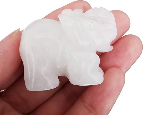 Loveliome - Figura de elefante tallada a mano, diseño de elefante, color blanco