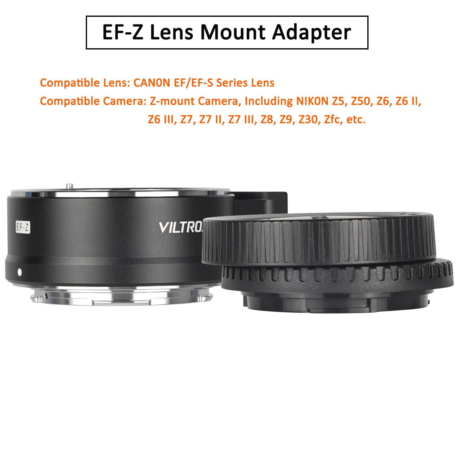 EF-Z Adaptador de Lente metálica de Enfoque automático Compatible con Canon Lente de EF/EF-S a cámara de Montaje Z NIK0N Z5 Z6 Z7 Z8 Z9 Z30 Z50 Zfc
