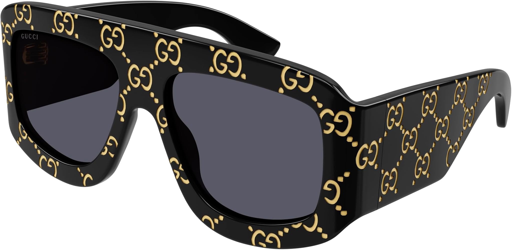 Amazon.com: Gucci GG0983S Black Gold Logo/Dark Grey 59/18/135 men