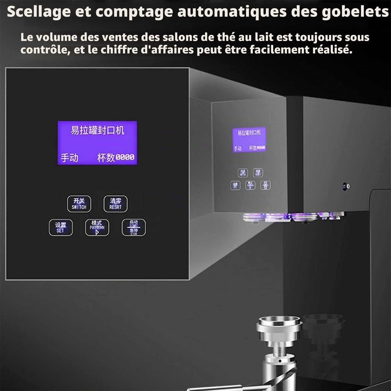 Scelleuse Commerciale Canettes+Machine à Capsuler Automatique+Écran LED & 5.5cm Diamètre+Scellage Rapide Efficace+Canettes Soda/Lait Thé+Parfaite pour Magasins de Boissons White