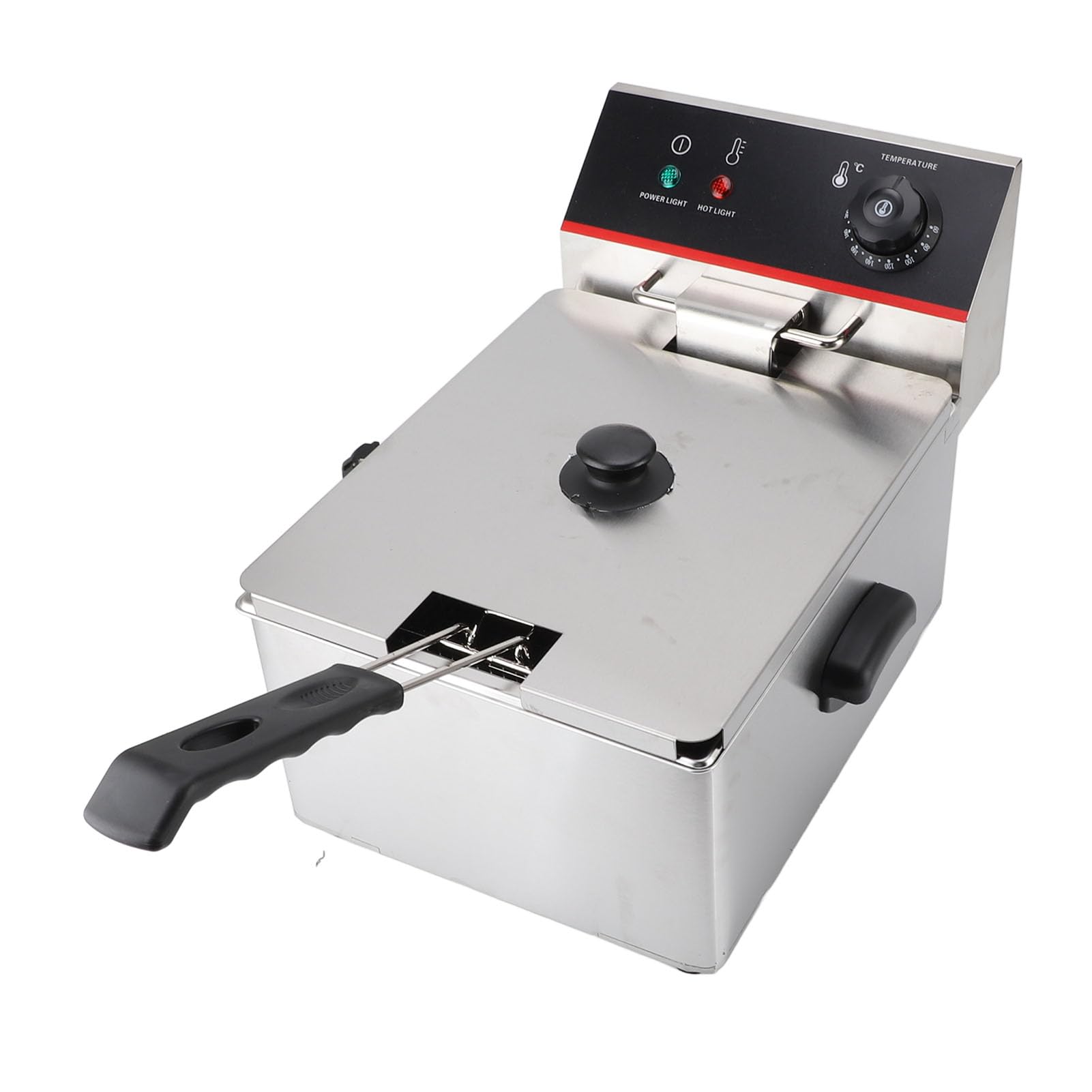 Fdit Freidora Eléctrica 3000W 6L, Aleación de Aluminio con Limitador de Temperatura y Apagado Automático para Cocina de Restaurante y Hogar (Enchufe europeo 220V)