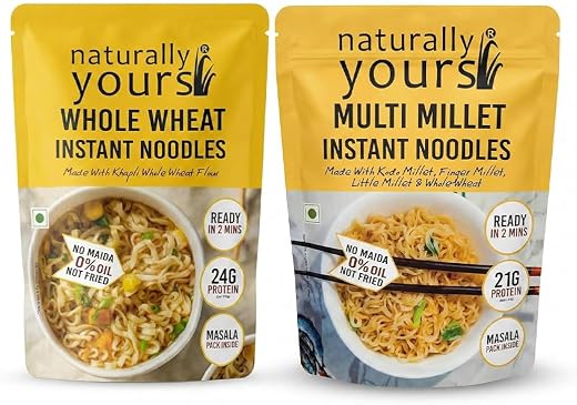 Naturally Yours Protein Power Instant Noodles Combo 2x175g | Khapli Whole Wheat &amp; Multi Millet | 135g Protein | High Fiber...