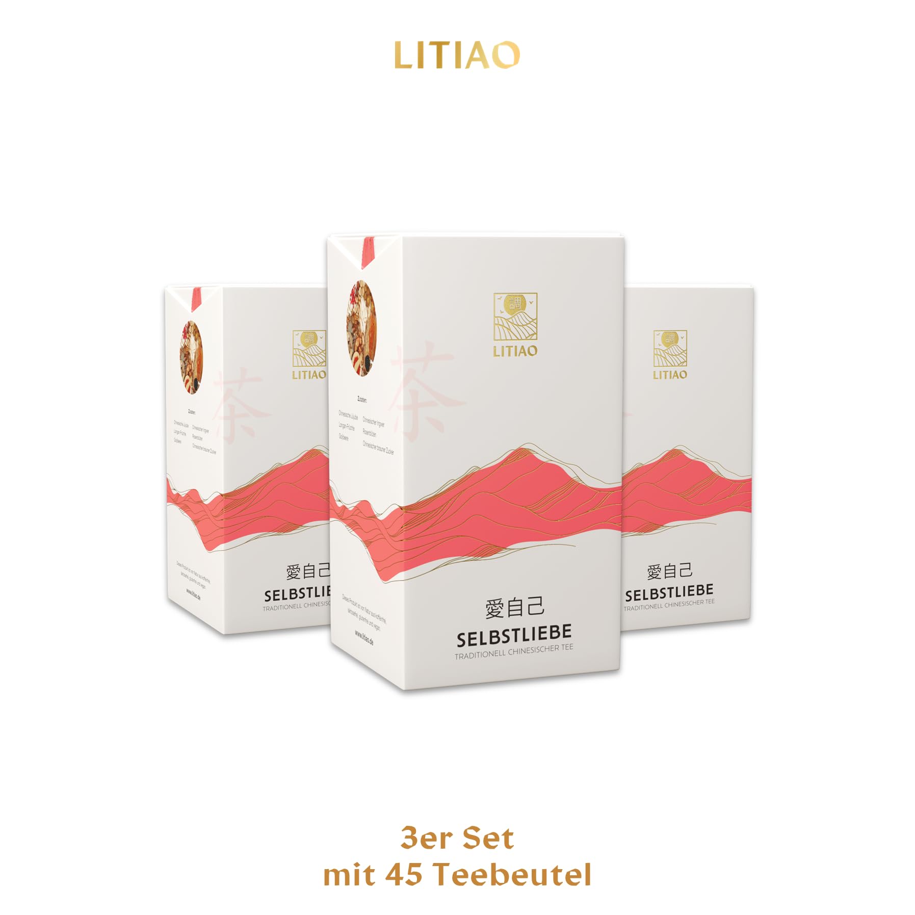 LITIAO SELBSTLIEBE Frauentee - Mit 5 einzigartigen TCM-Kräutern | 30 Pyramidenteebeutel je 19g | Koffeinfrei | 3 Packungen