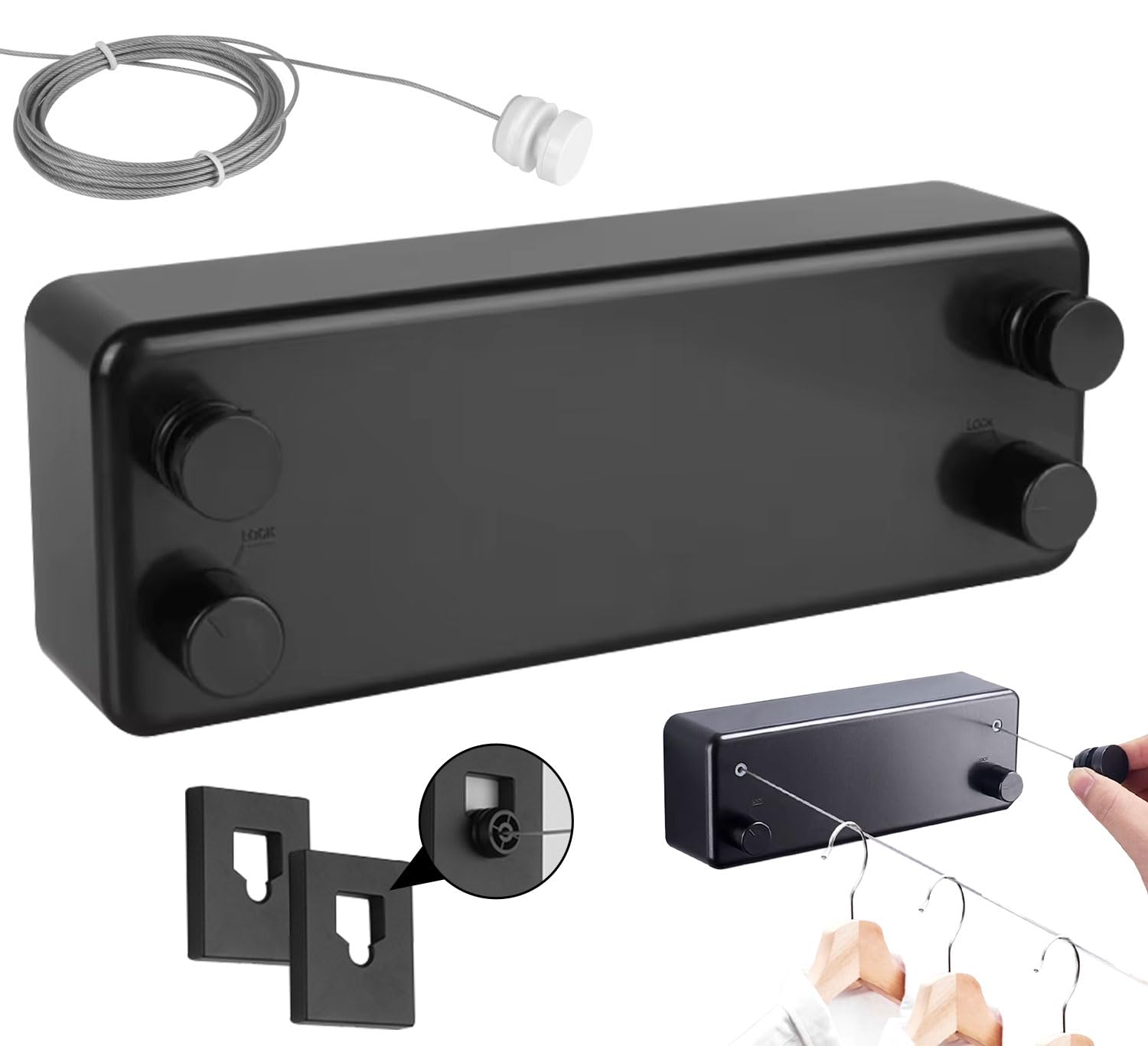 Retractable Clothesline Rope, Adjustable Rope Strings, Bathroom Wall Mounted Clothes Hanging Rope for Apartments, Portable Cloth Hanger Rope, Double Clothes Drying Rope,4.2m Cloth Dryer String