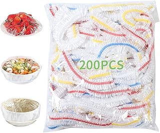 FDKYOEK Plastic Bowl Covers, 200 PCS PE Food Grade Food Covers, Elastic Bowl Covers for Bread Proofing, Reusable Plate Dish Cover, Stretchable Fresh Keeping Bags for Food Storage