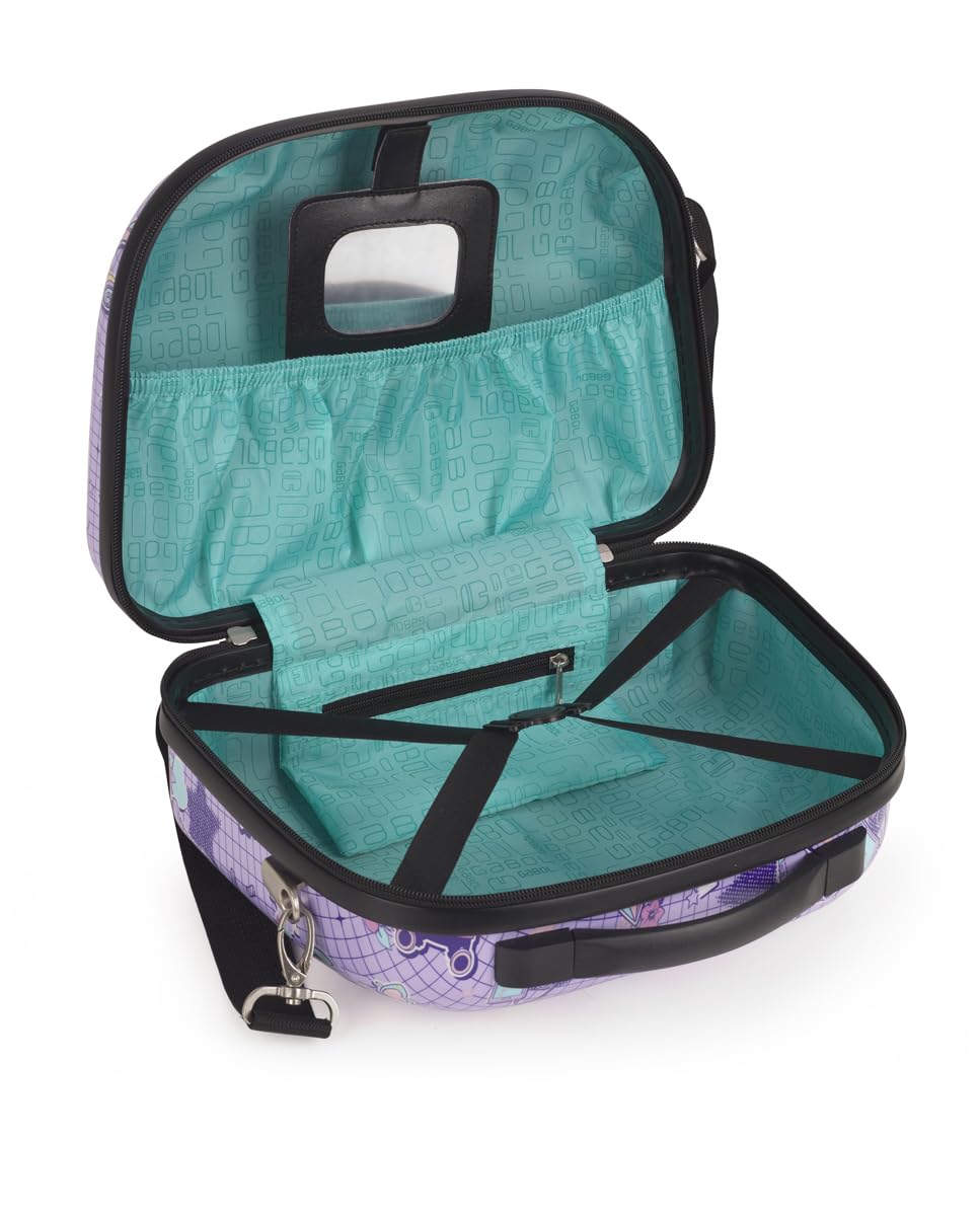 Gabol - Neceser de Viaje Rígido Estampado Funny 35x29x17cm - Peso 1kg con Capacidad 14L - Con Acople a Maleta y Asa - Diseño Español en ABS y Policarbonato - Lila