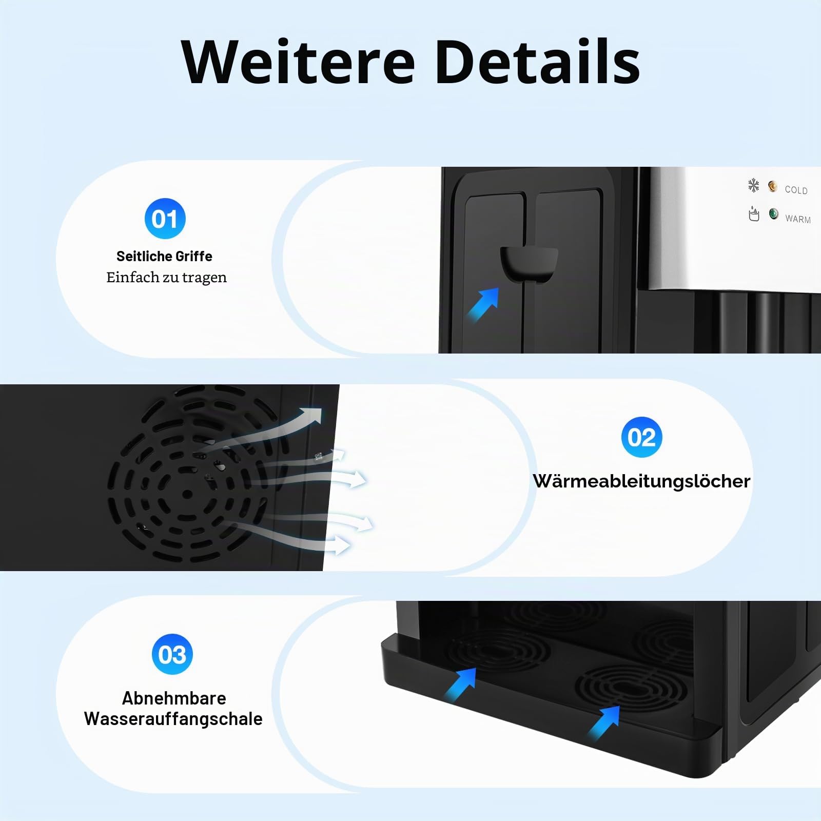 550W/575W Elektrischer Wasserspender mit Kühl- & Heizfunktion – Heißwassertemperatur ≥90°C, Kompatibel mit 3,5L/4,5L/5L/10L/18,9L Eimern, Desktop-Wasserspender