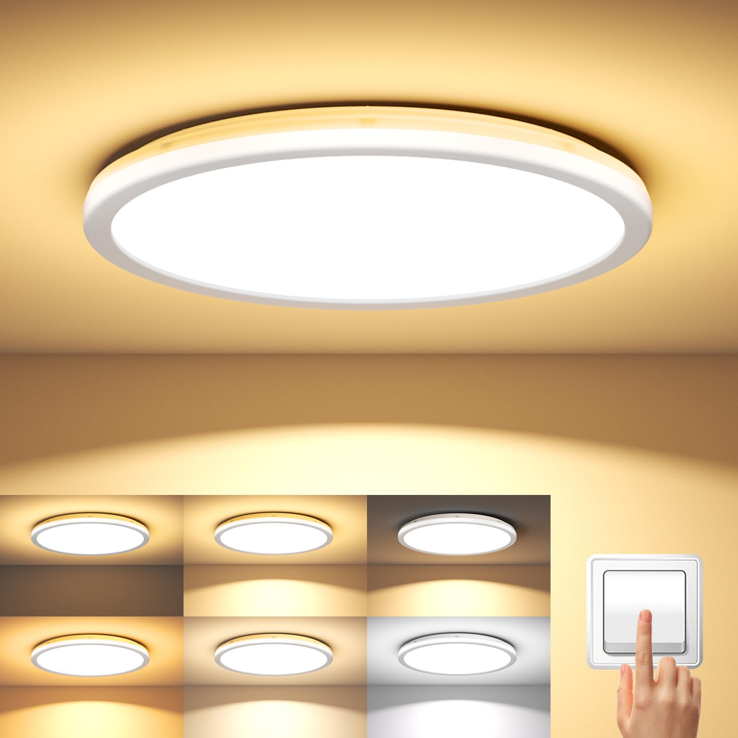 LED Deckenleuchte Rund 23cm - 12W 4000K Für Bad, Flur & Küche