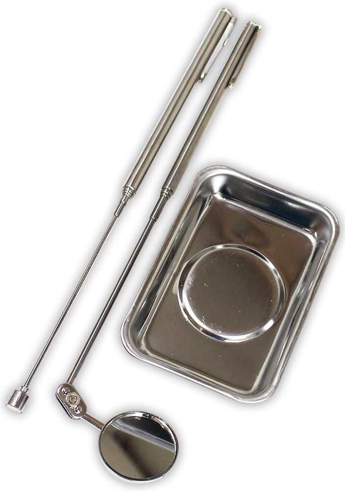 TRUVUE 3 Piece Mechanic's Inspection Tool Set | Extendable Mirror 1-1/4