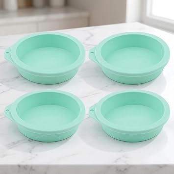 4Pcs Air Fryer Egg Molds - Silicone Egg Bites Molds 4 Inch, Non-Stick Air Fryer Accessories, Reusable Round Baking Mold for Muffin Cake Egg Tart Microwave Oven Dishwasher Safe