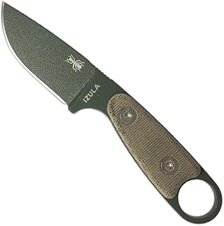 ESEE Knives Izula-OD w/Handle, Molded Polymer Sheath, and Clip Plate (Grey Canvas Micarta Handle/OD Blade/Black Sheath) - ESEE