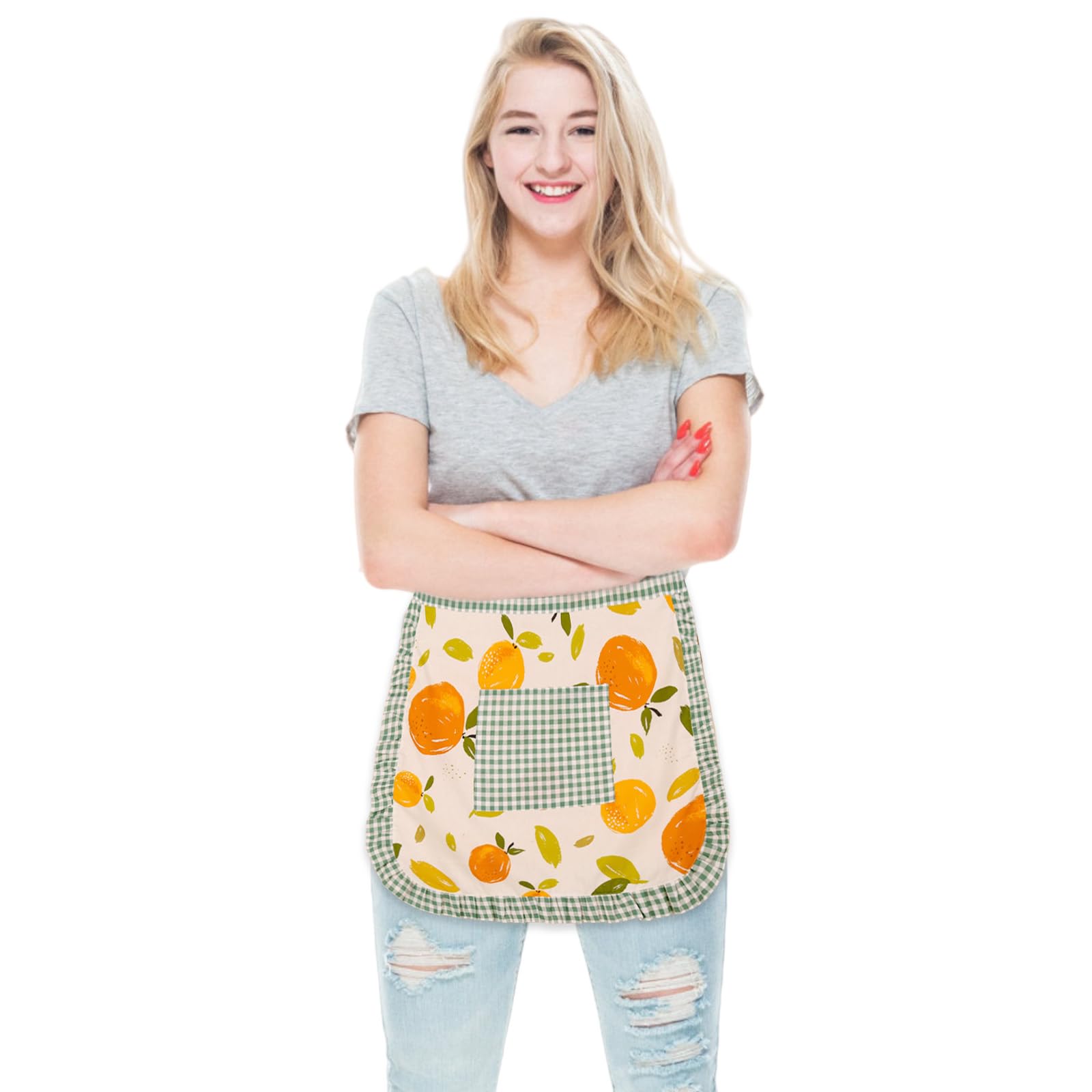 FAIRYGATE Cute Waist Apron Server Apron with Pockets Commercial Restaurant Waitress Waiter for Girl Woman Half Bistro Aprons A5550 - Image 4