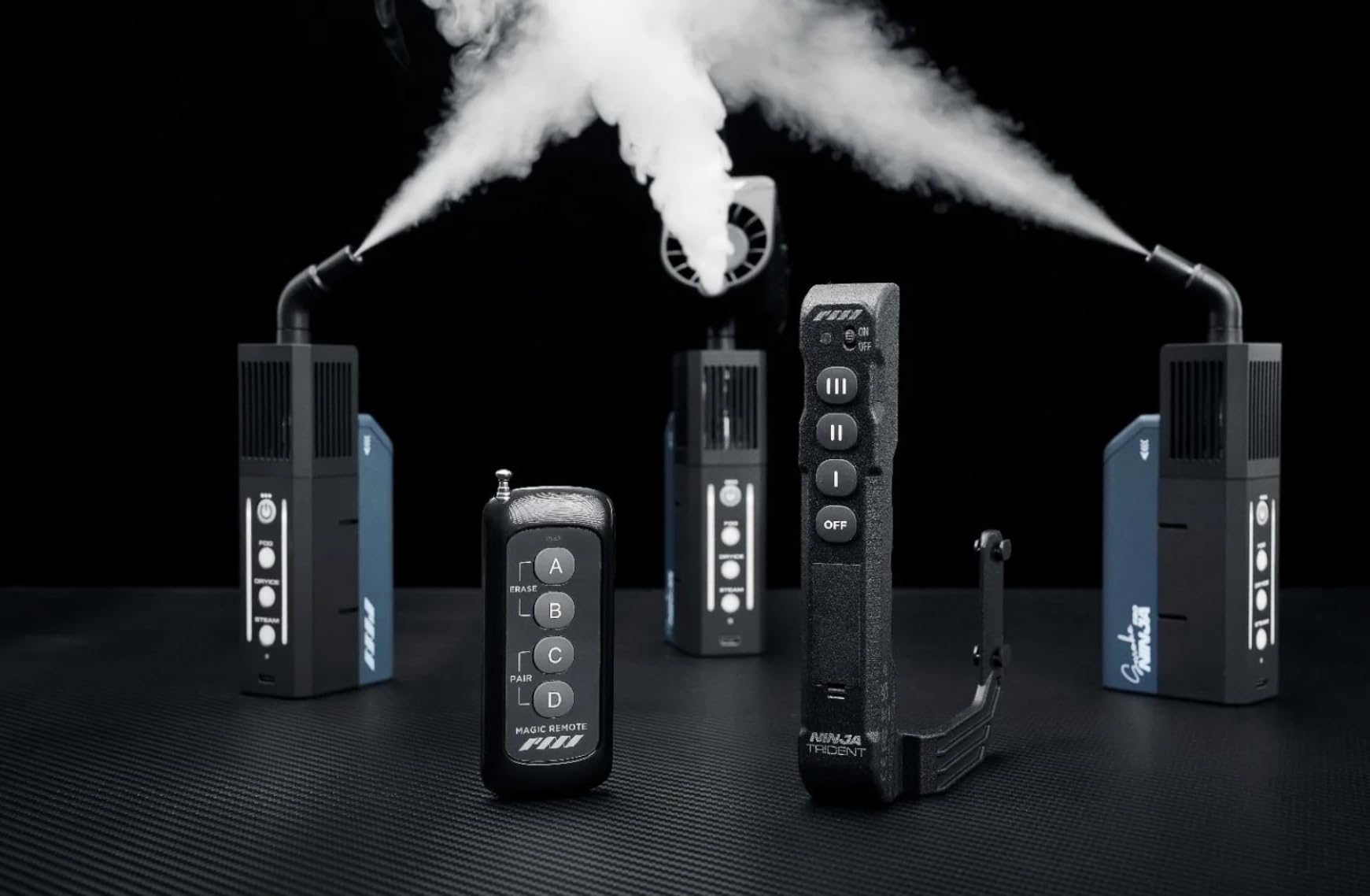 PMI SmokeNINJA PRO TRIDENT KIT – 1500W Portable Fog Machine Set (3 Units), 3-Min Burst, 3x Fast Recovery, USB-C Control – Perfect for Photography, Events, Parties & Halloween