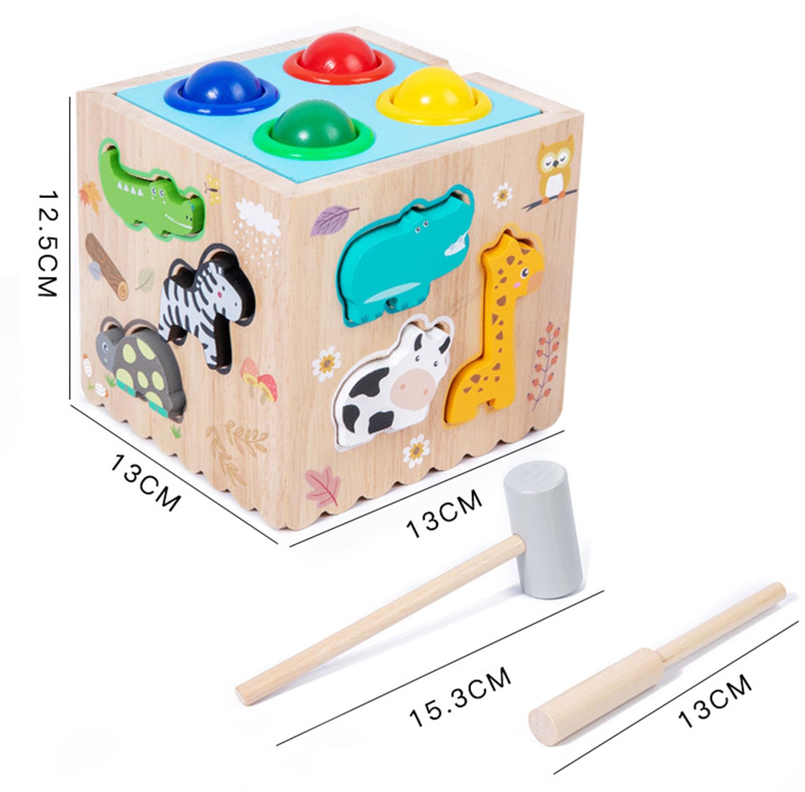 Giocattolo Cubo di attività in Legno Multifunzionale, Set Gioco Educativo Montessori con Martello