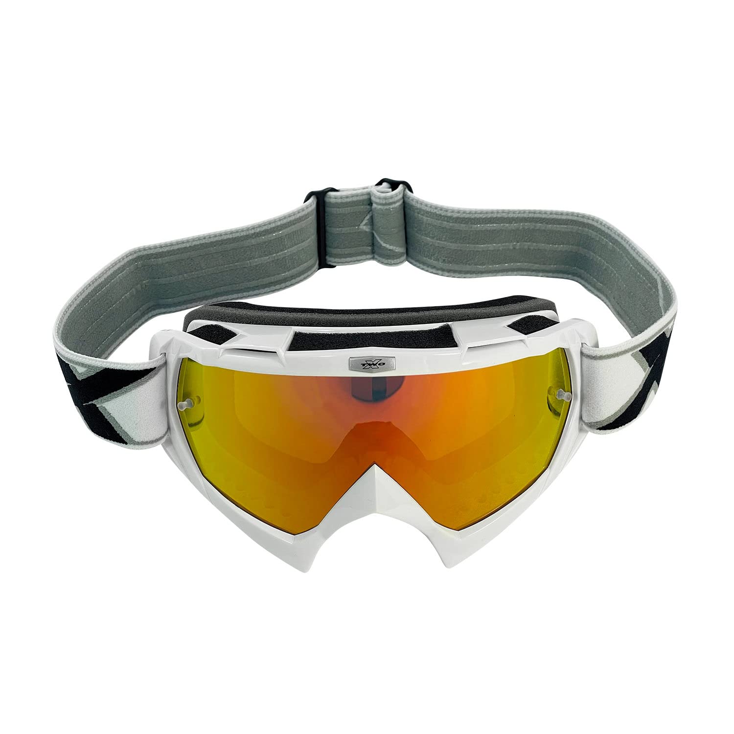 Two-X Race Masque de Cross Iridium Rouge Jaune Effet miroir - Lunettes Motocross Enduro Verre effet miroir Moto Lunettes Anti rayures lunettes de protection pour motocross