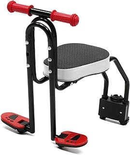 COEWSKE Asiento de Bicicleta para Niños Asiento Delantero de la Sillín Asiento de Bicicleta Plegable con Reposabrazos y Pedal para Niños de 3 a 6 Años de Edad