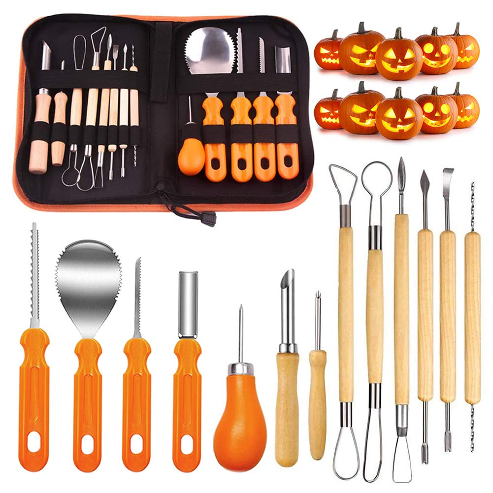 EVISWIY Halloween Pumpkin Carving Kit for Kids Adults 13PCS Professional Pumpkin Carving Tools Set Stainless Steel Heavy Duty Pumpkin Carving Knife Pumpkin Carver for Sculpting Jack-O-Lantern