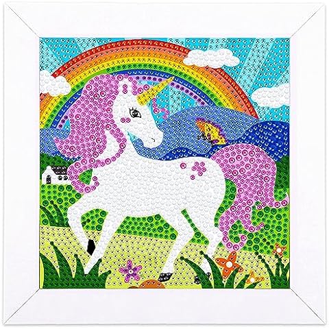 Labeol 5D Diamond Art Kit for Kids with Wooden Frame Art and Crafts for Kids Ages 6-8 - 10-12 Full Drill Painting by Number Kits Home Wall Decoration 6X6 inch (Pink) Cover