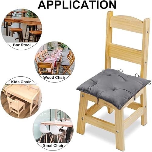 Miniatura 2 de Augld Paquete de 2 cojines para taburetes de bar pequeños con lazos, cuadrados, color gris, 12 x 12 pulgadas