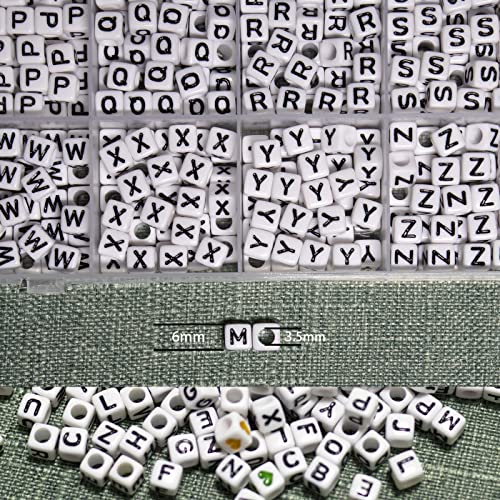 Image of MELIUS Acrylic Square Letter Beads, 1120Pcs 6x6mm in Alphabetical Order A-Z with Numbers Colorful Hearts Cube Beads for Jewelry Making, DIY Necklaces, Key Chains, Bracelets (Pack of 2)