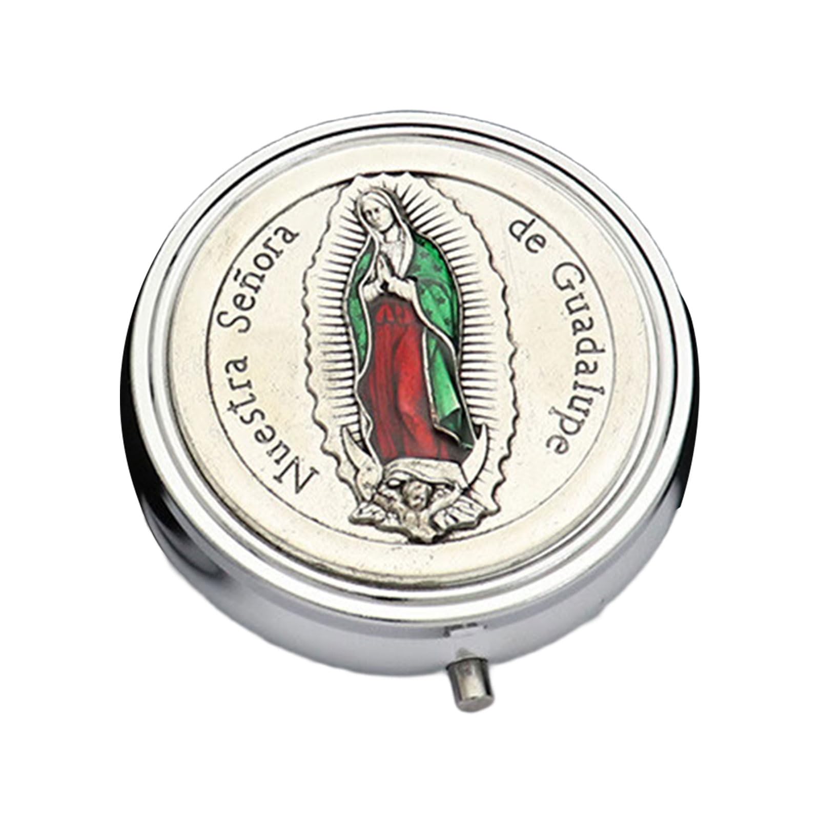 Jazuaiao Compactly Metal Prayer Religious Jewelry Case Featurings Builts in Glass for Spiritual Items and Vanity Organization Religious Storage Box