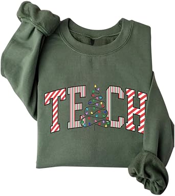Christmas Teacher Fleece Sweatshirt Women Lights Graphic Long Sleeve Teach Shirt Teaching Xmas Pullover Tops
