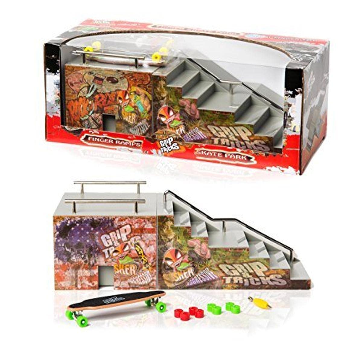FUNBOX Grip & Tricks Ringhiere Finger Skateboard Cruiser Board 28x12x10 cm