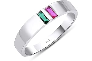 Personalized Mother's Ring with 2 Engraved Baguette Birthstones: A Timeless Treasure that...