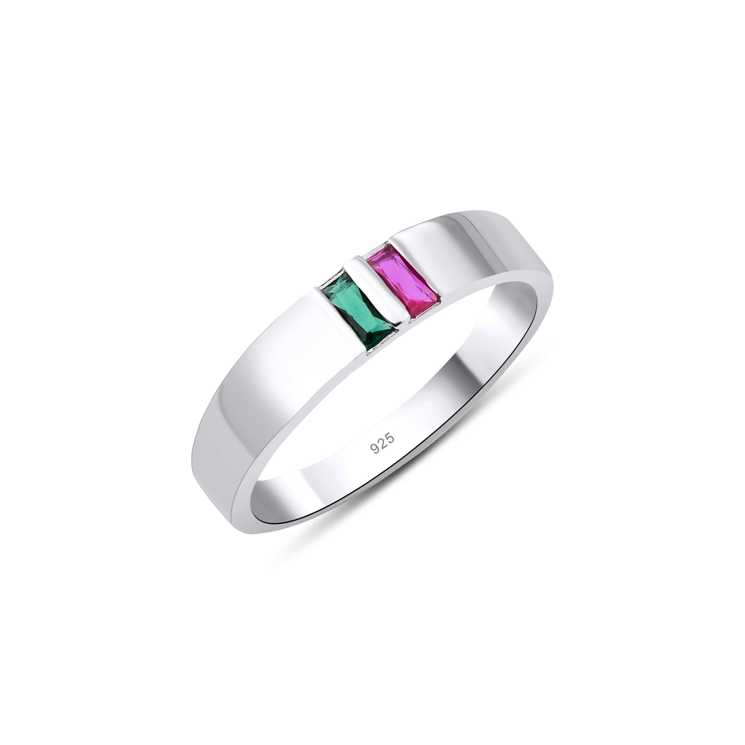 1-7 selectable Baguette Birthstones Unique Ring
