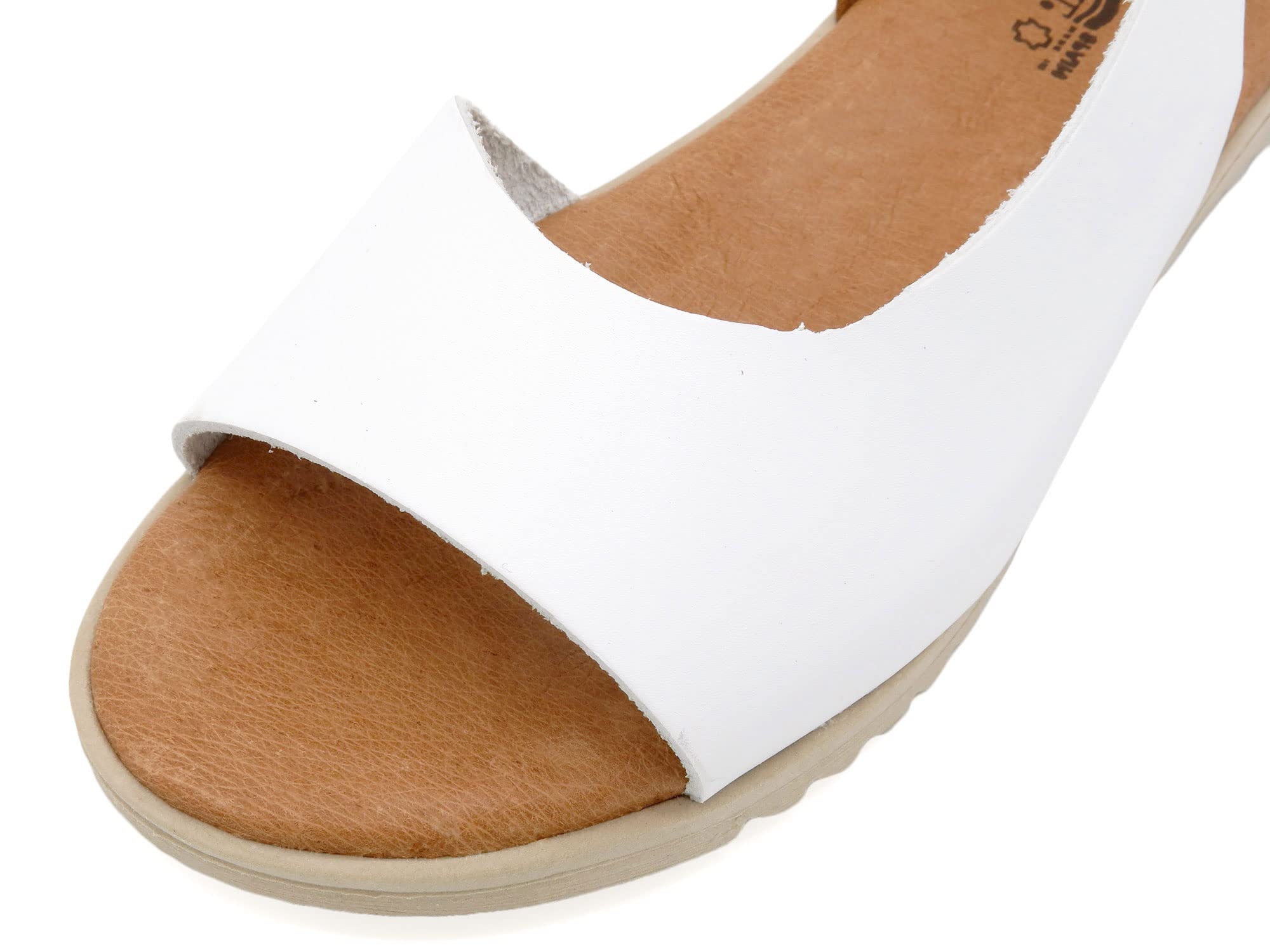Made In Spain - Sandalias de mujer de piel con tacón de cuña y plantilla de piel auténtica, acolchado de gel, 1115 fabricado en España