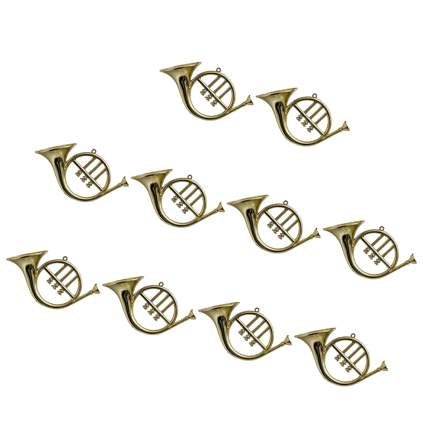 10Pcs Trumpets Shaped Ornament Musical Instrument Themed Christmas Tree Decoration for Backpacks Keychain Charm Music Themed